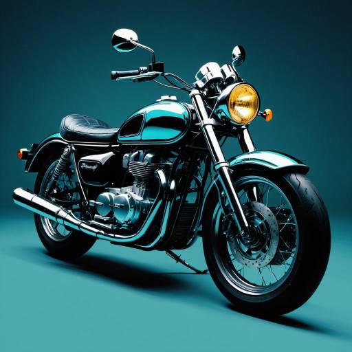 Glossy Metallic Motorcycle with Neon Highlights