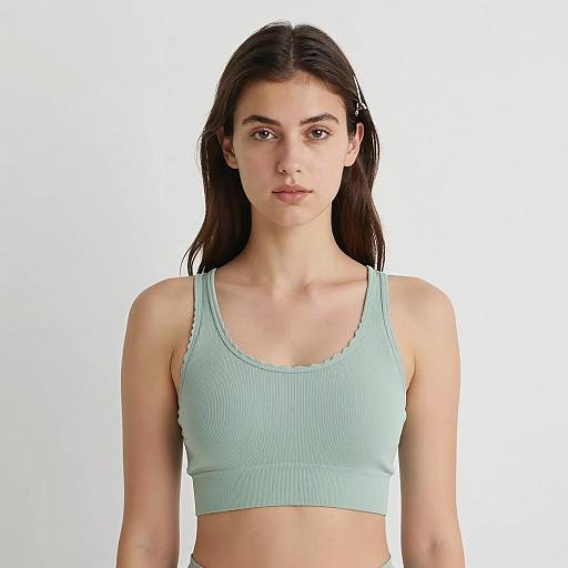 Young Woman in Light Green Sports Bra