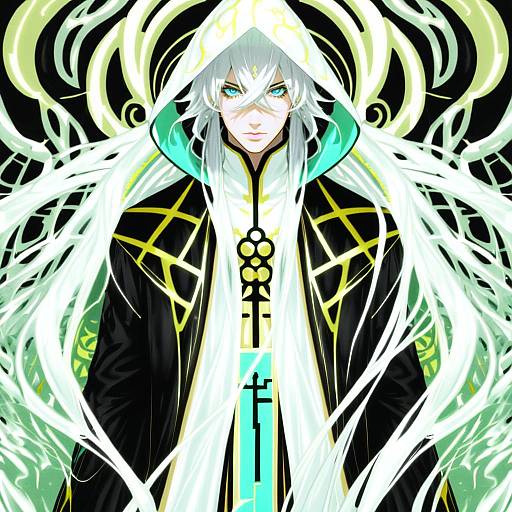Illustration of Asclepius (fate), fate (series) in the style of Hoshi san 3