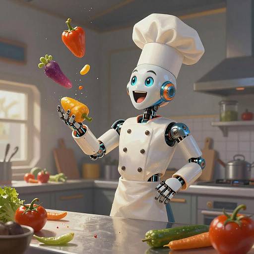 Futuristic Chef in Dynamic Kitchen Art