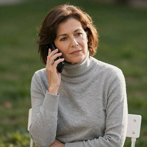 Middle-Aged Woman on Phone Outdoors
