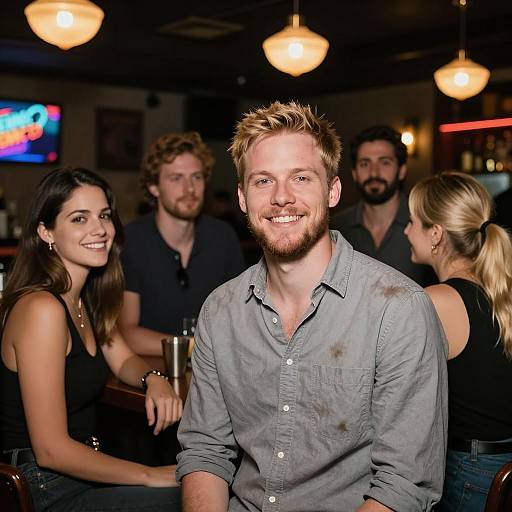 Vibrant Bar Scene with Happy Patrons