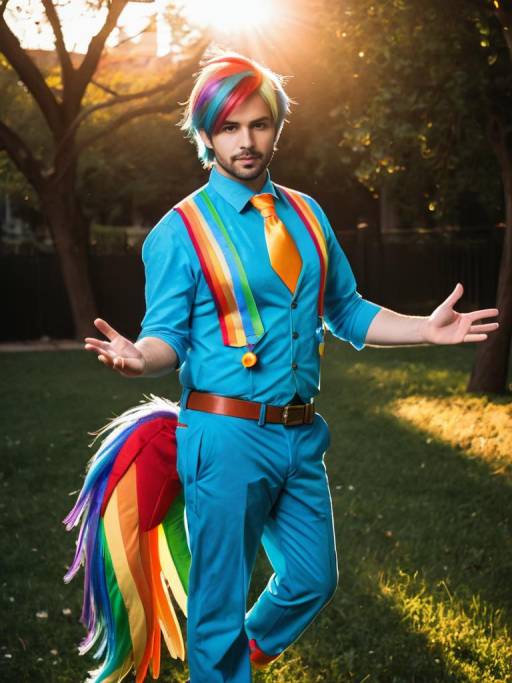 Man in Rainbow Dash Cosplay Costume