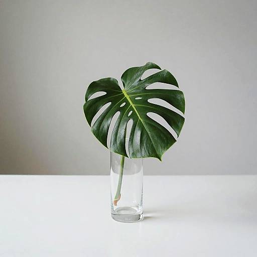 Minimalist Monstera Leaf in Glass Cylinder