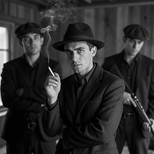 Intense Gaze in a Smoky Room