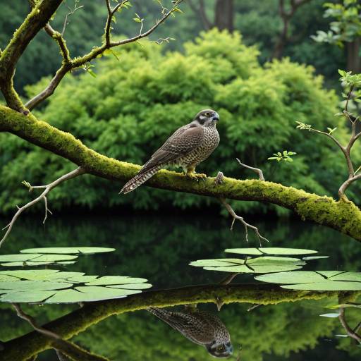 Soaring Falcon Amidst Lush Foliage Soaring Falcon Amidst Lush Foliage