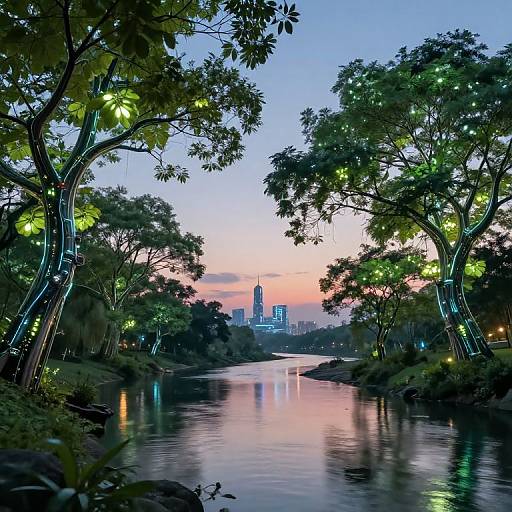 Serene Cybernetic Nature Landscape