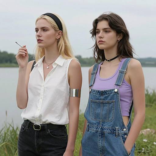 Two Women by the Lake: A Casual Scene