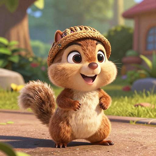 Pixar-Style Cheerful Baby Chipmunk