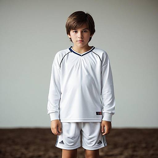 Young Boy in White Sportswear