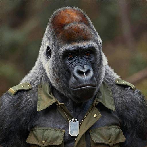 Silverback Gorilla in Military Jacket