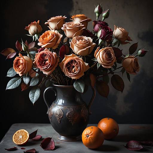 Chiaroscuro Vintage Rose Bouquet Close-up