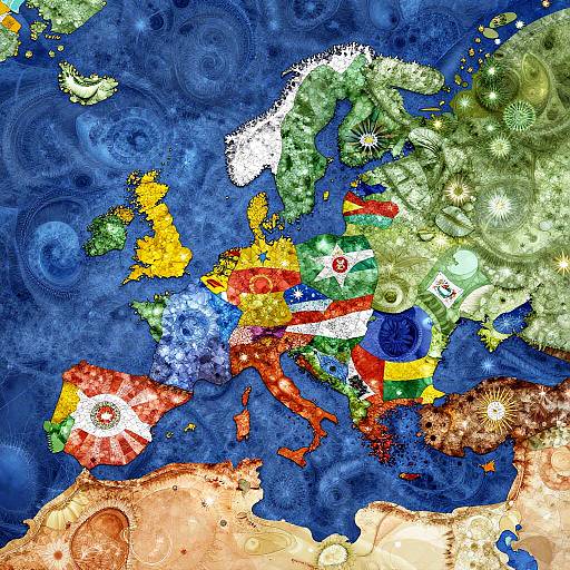 Mosaic of Mediterranean Flags in Fractal Art