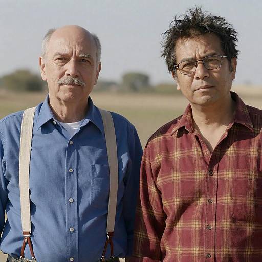 Serious Portrait: Two Middle-Aged Men Outdoors