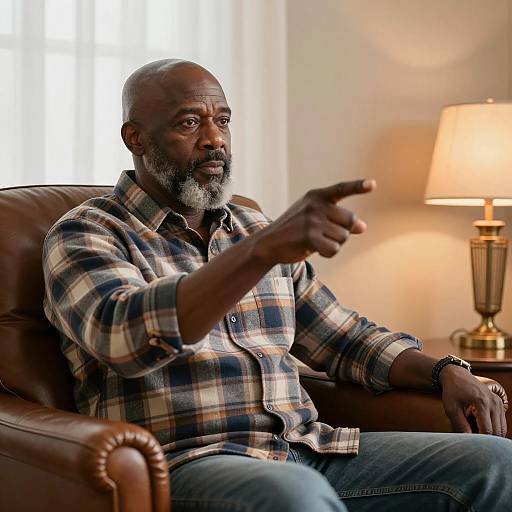 Elderly Man in Cozy Living Room