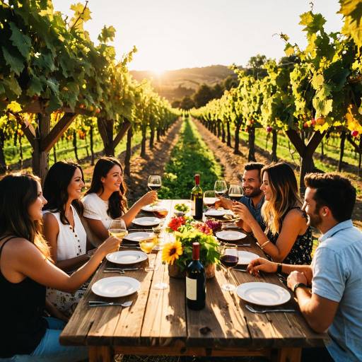 Friends Enjoying Wine Tasting in Vineyard