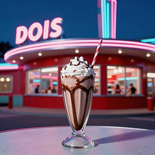50s Diner Milkshake Evening Scene