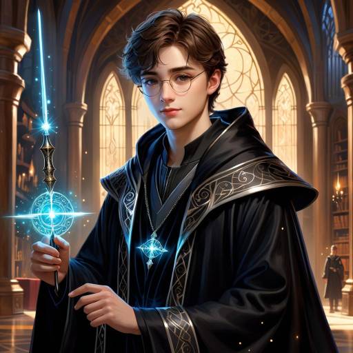 Enchanting Wizard in Elegant Black Robe Enchanting Wizard in Elegant Black Robe