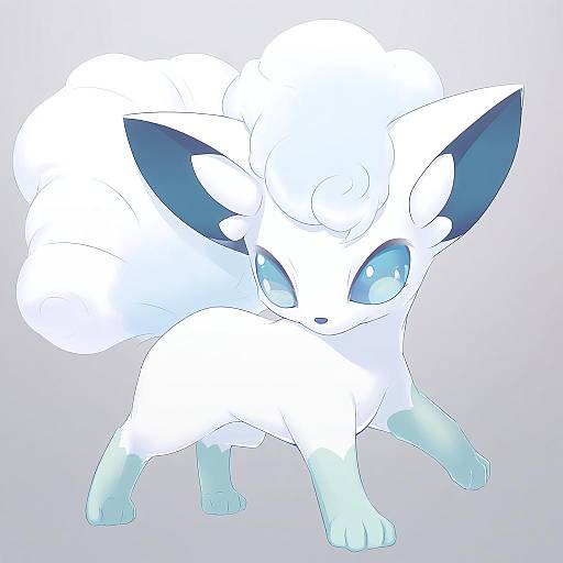 Illustration of Alolan vulpix, pokemon in the style of Nilitsu