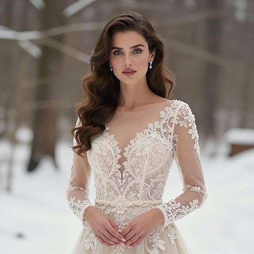 Elegant Winter Engagement Portrait in Snow