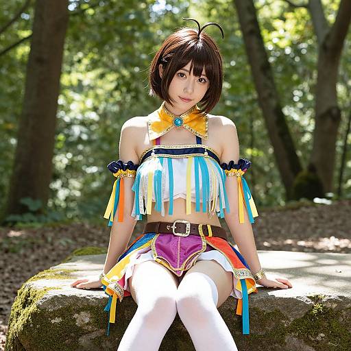 Vibrant Fantasy Woman in Forest