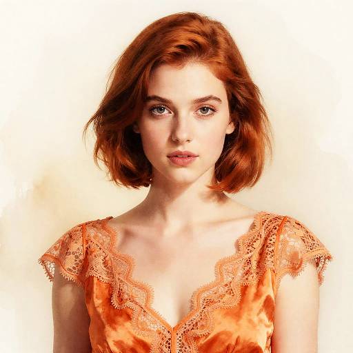 Elegant Young Woman in Tangerine Dress