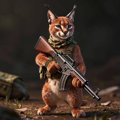 Hyperrealistic Caracal Soldier Wallpaper