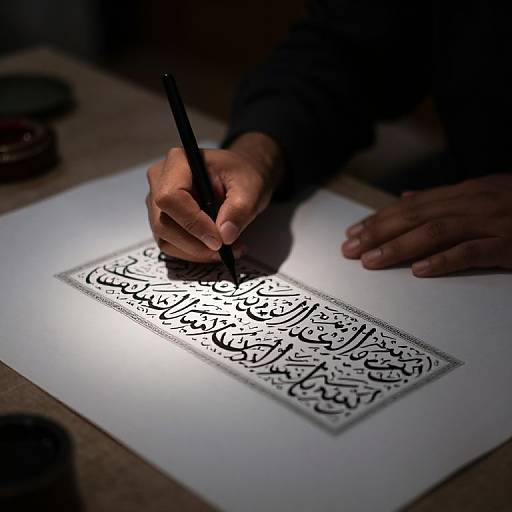 Islamic Calligraphy Artist in Studio