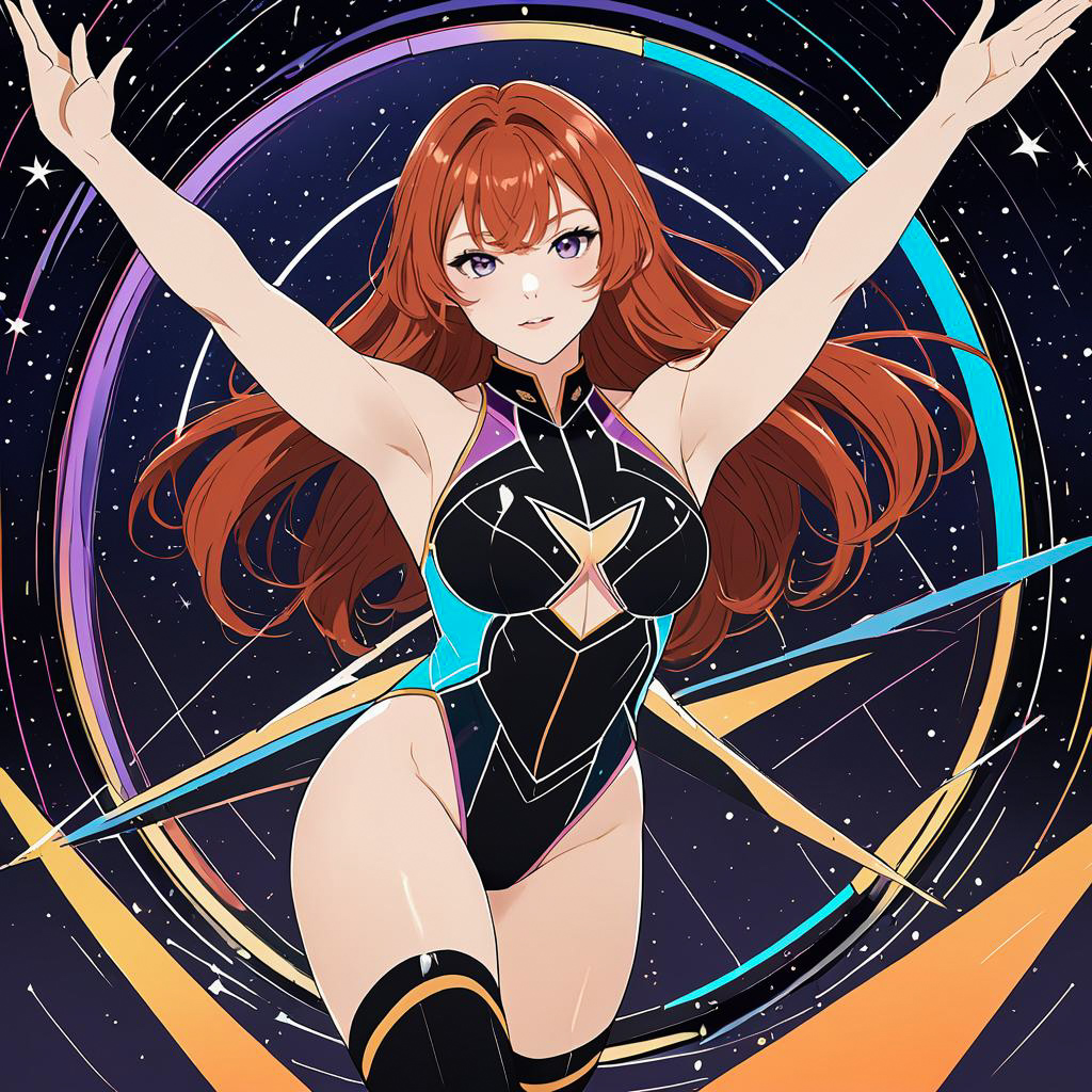 Confident Performer in Anime Style