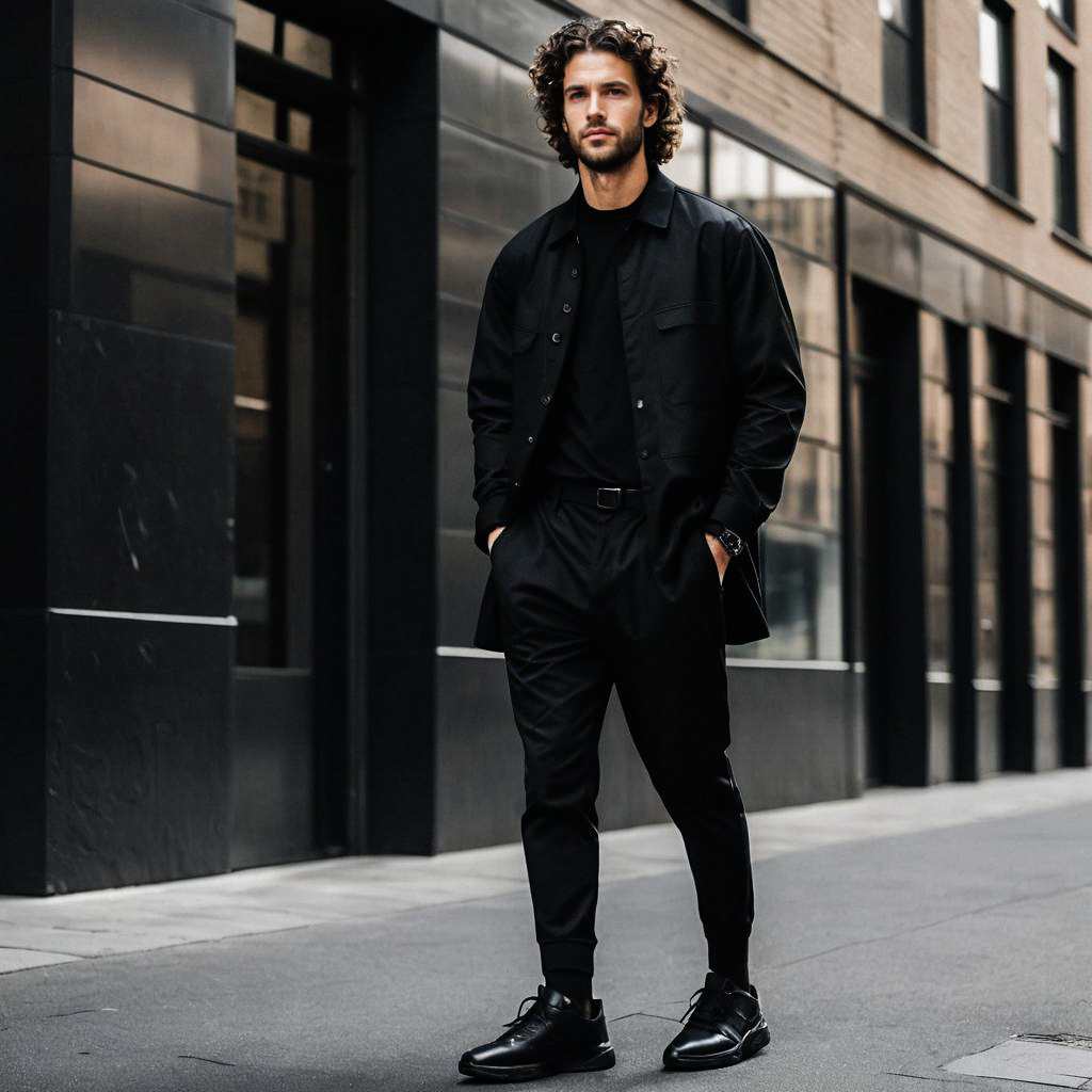 Urban Sophistication: Athletic Man in Black