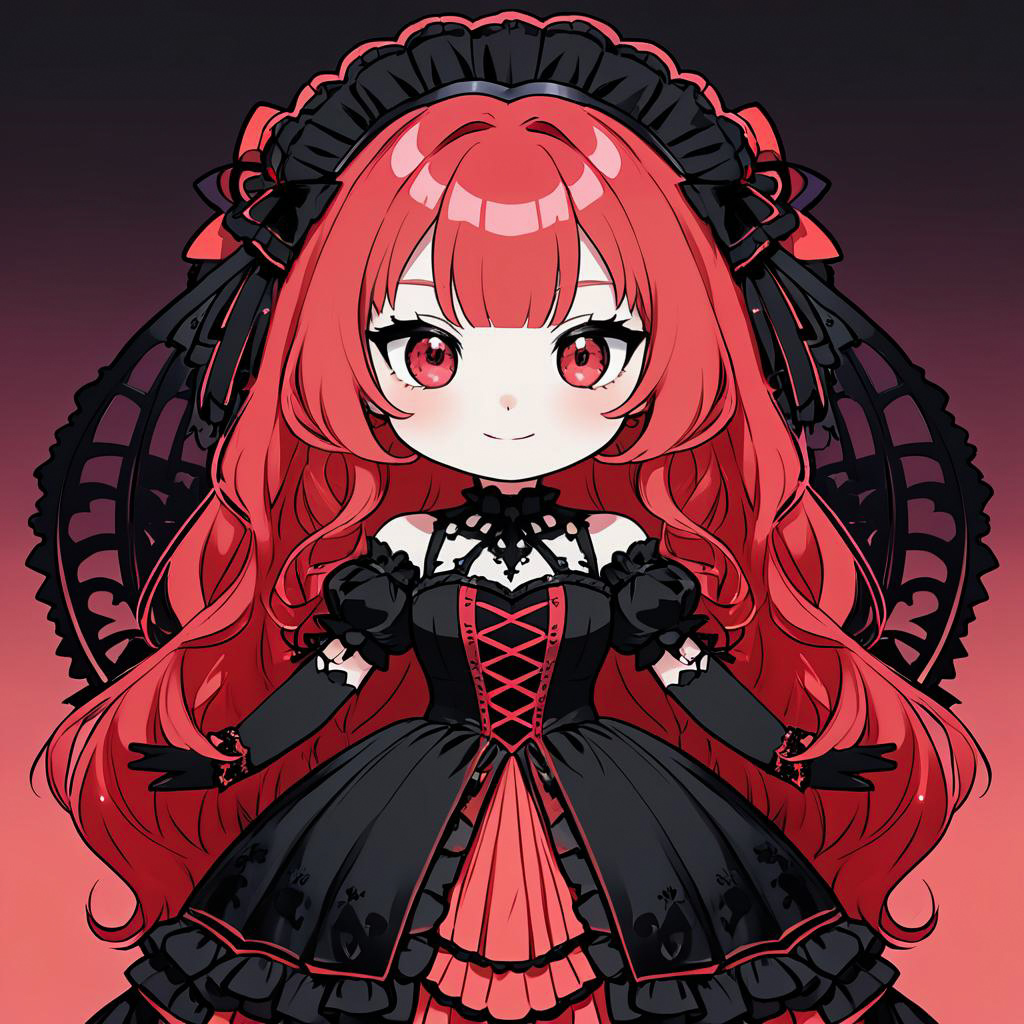 Mysterious Gothic Lolita with Smirk