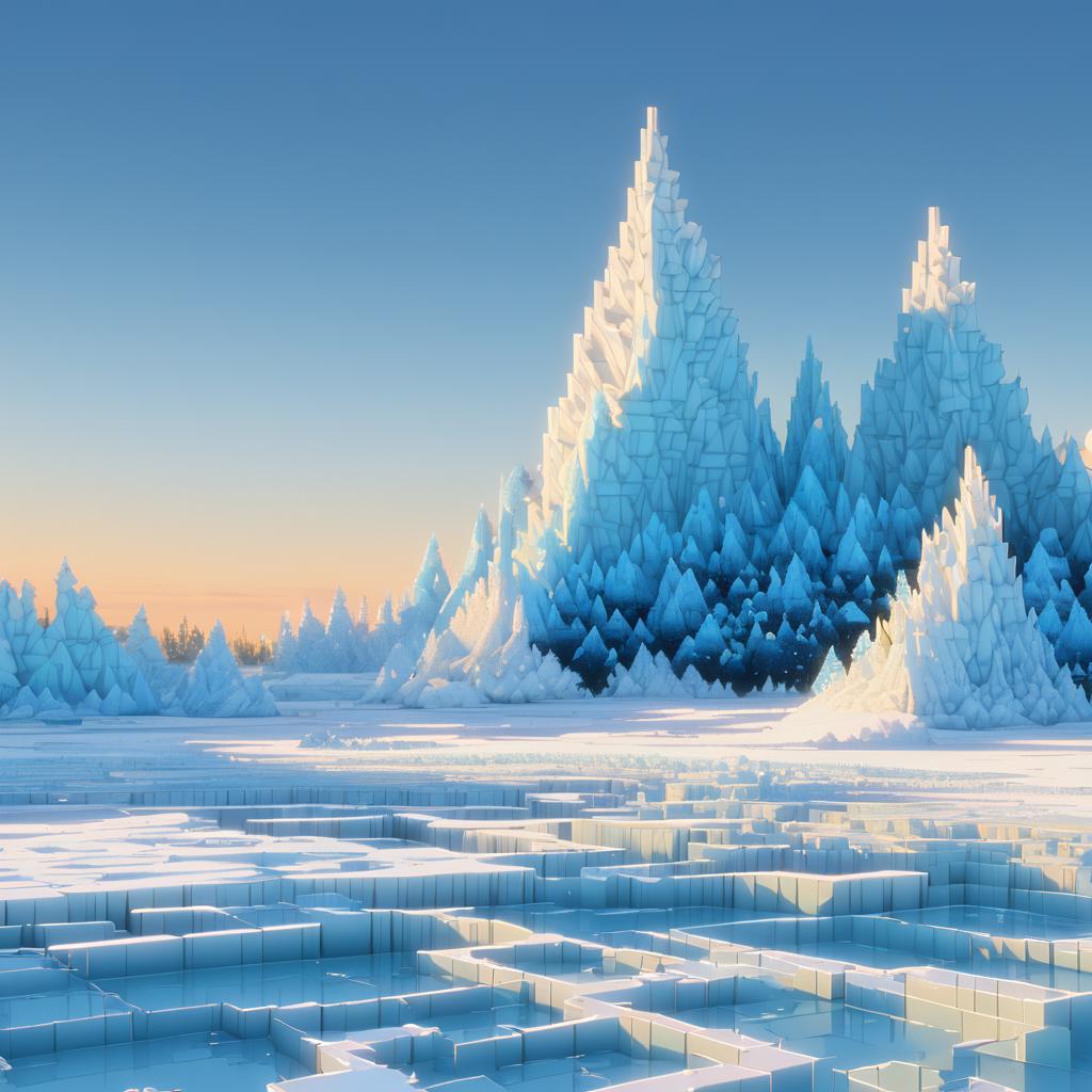 Voxel Icy Wasteland with Jagged Ice