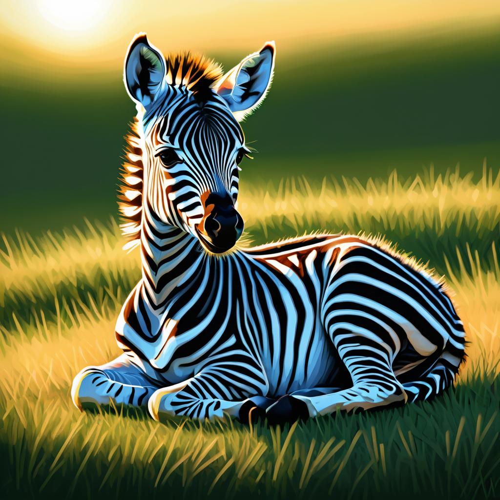 Serene Baby Zebra Foal at Sunset