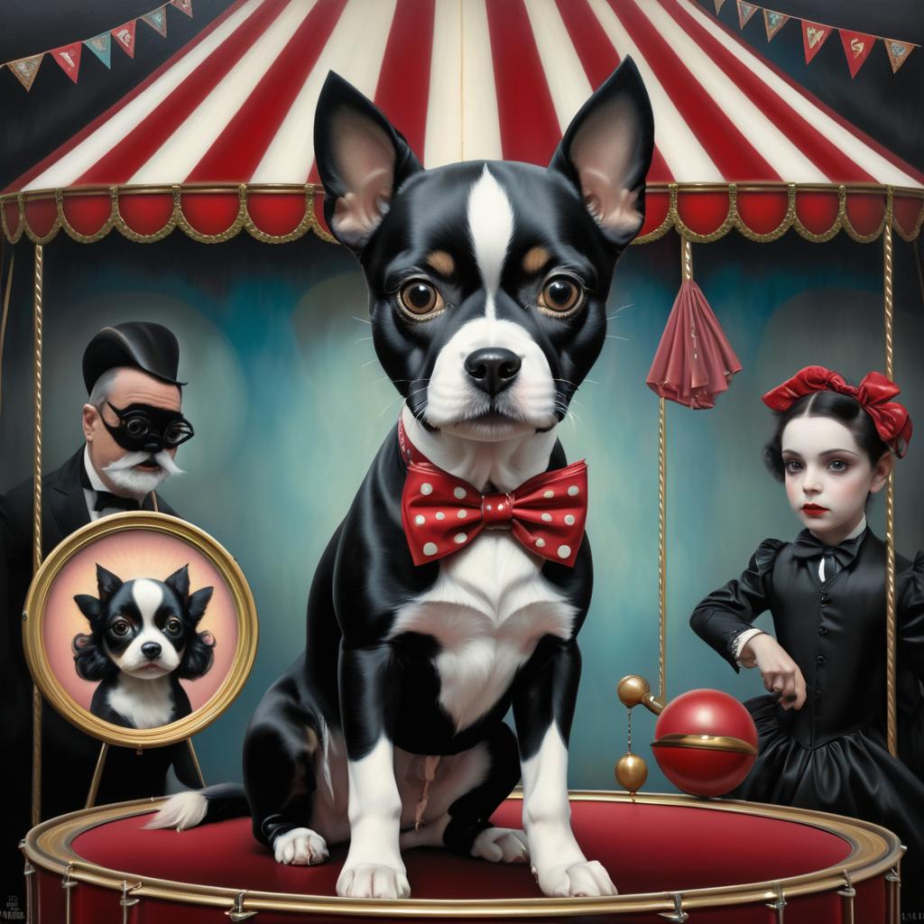 Vintage Circus Dog in Hyper-Realism