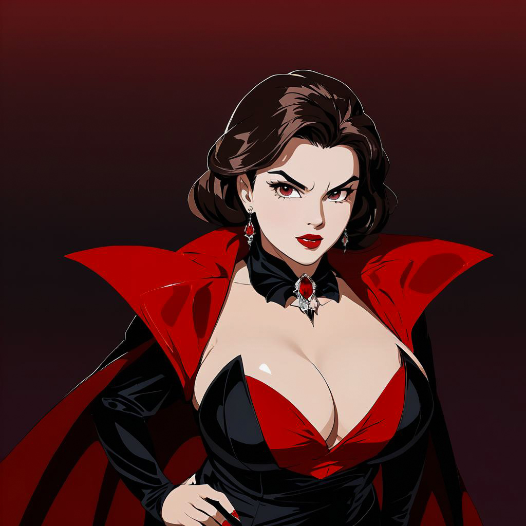 Glamorous Vampire Lady in Retro Elegance