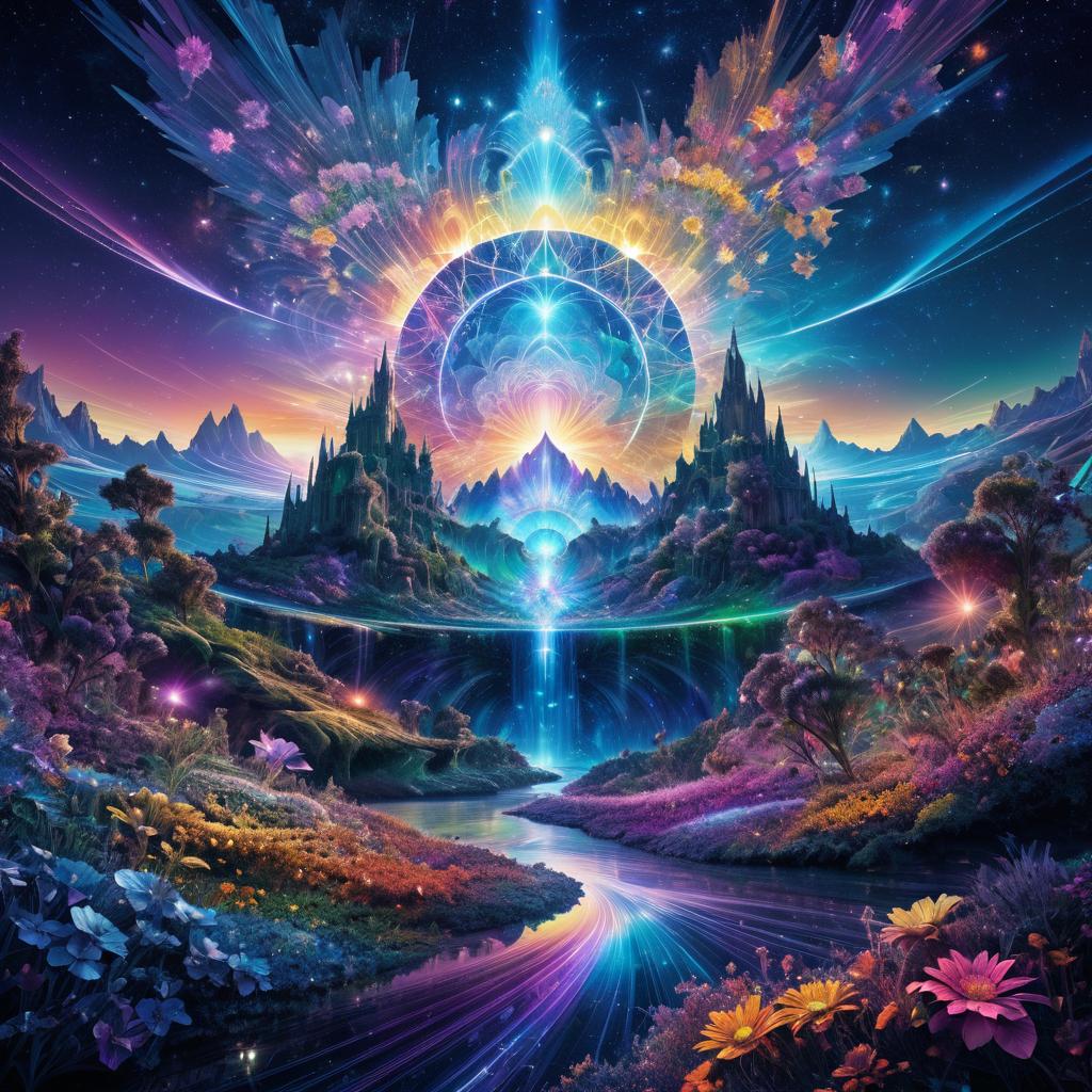 Psychedelic Floral Fantasy Landscape Portrait