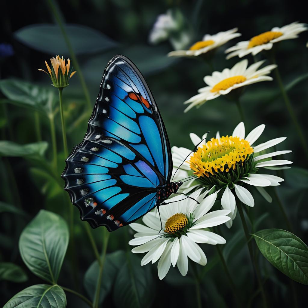 Photorealistic Butterfly Wing in Garden