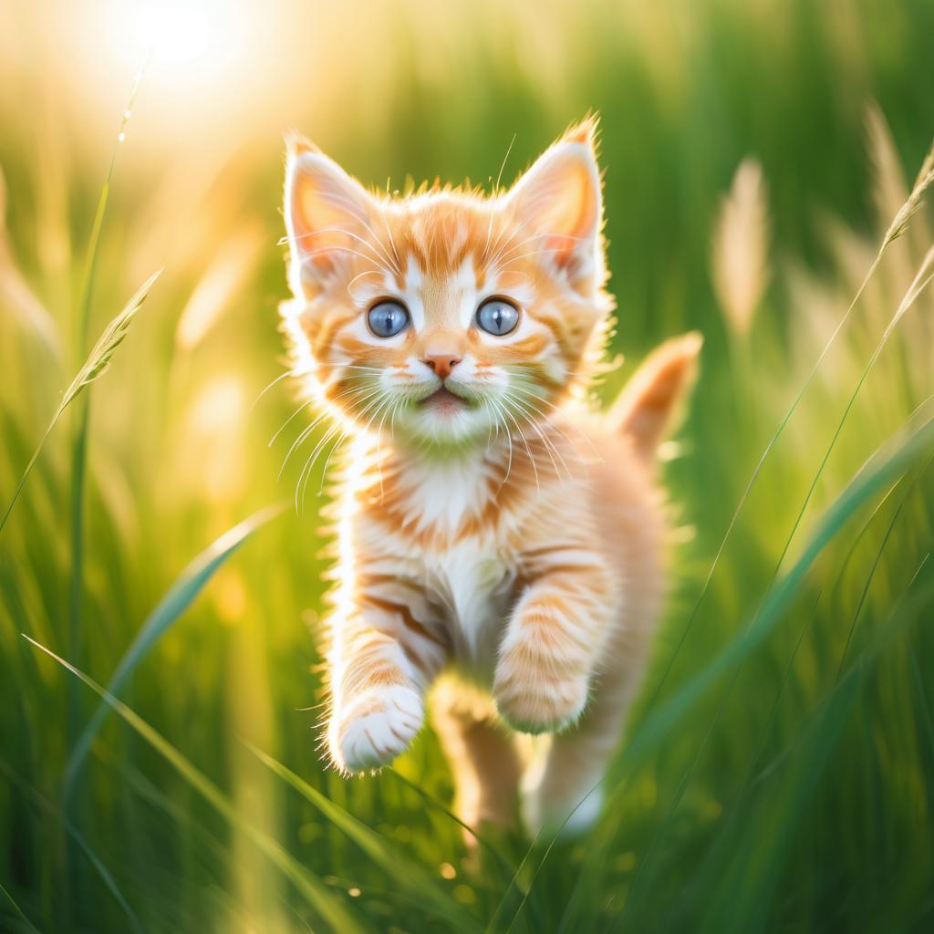 Playful Kitten in a Dreamy Landscape