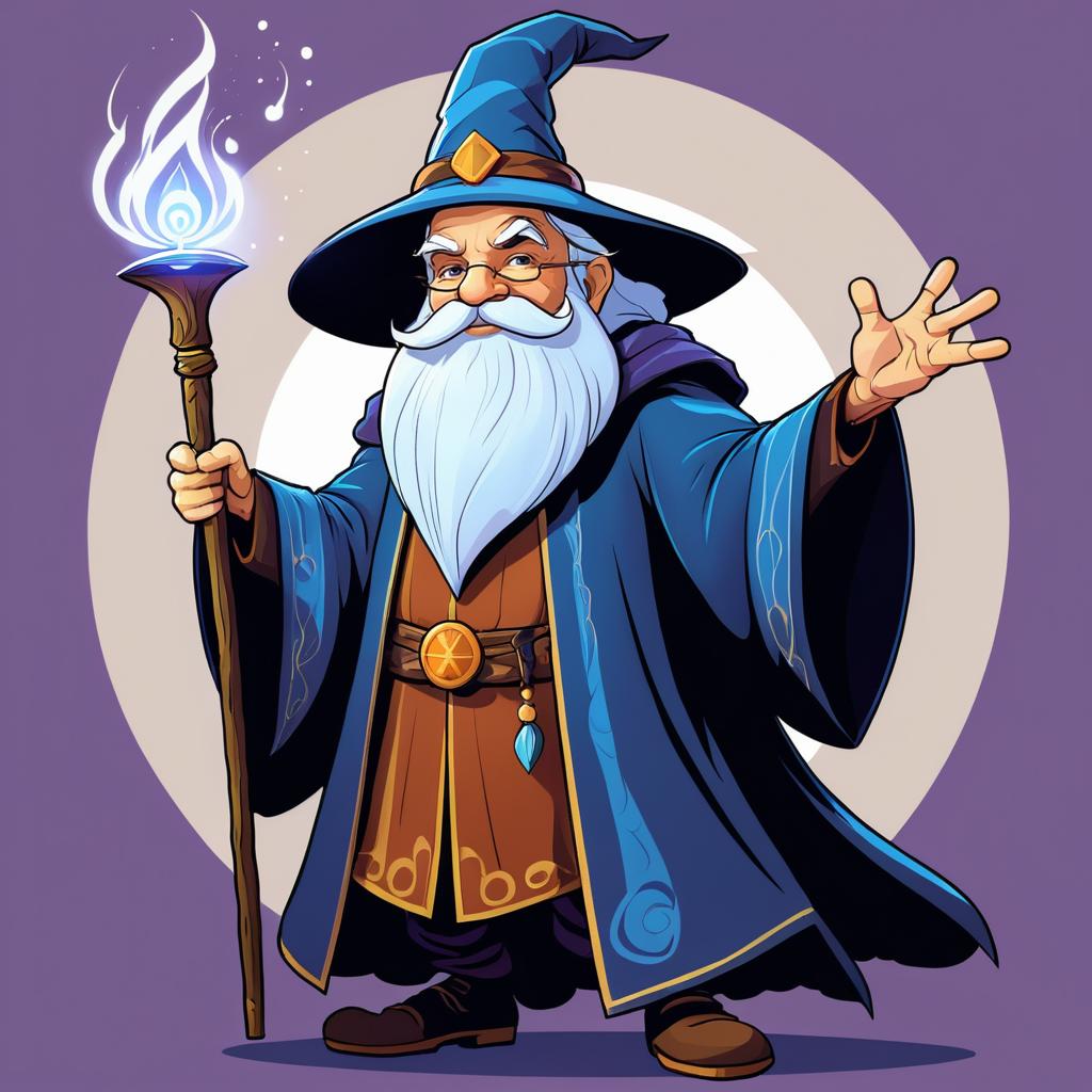 Unique Elderly Wizard Character Illustration