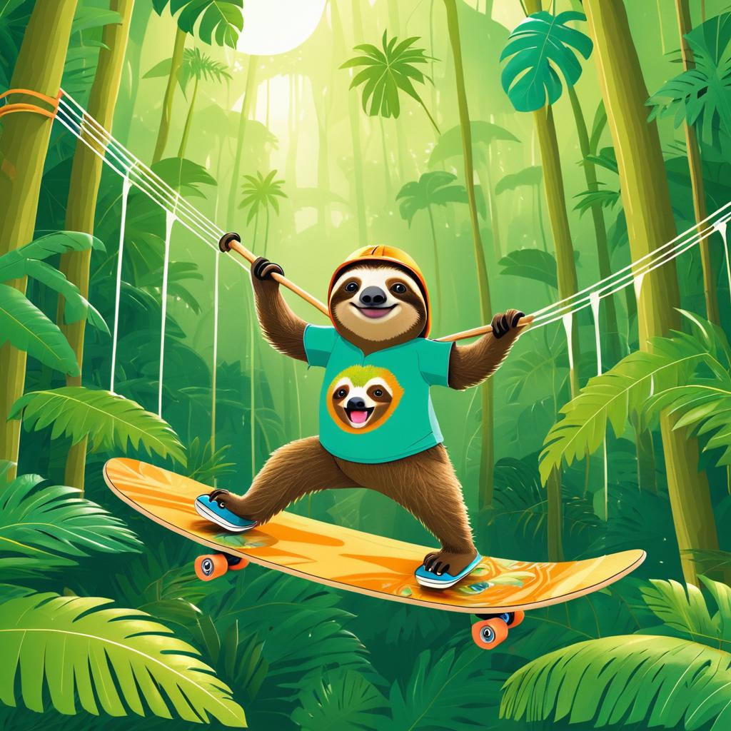 Sloth Skateboarding in Rainforest Fun