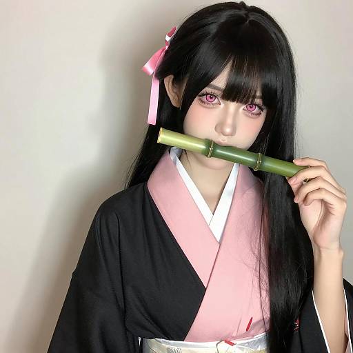 Elegant Asian Woman in Kimono Portrait