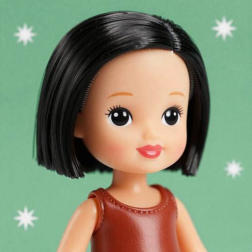 Plastic Doll with Black Bob Haircut