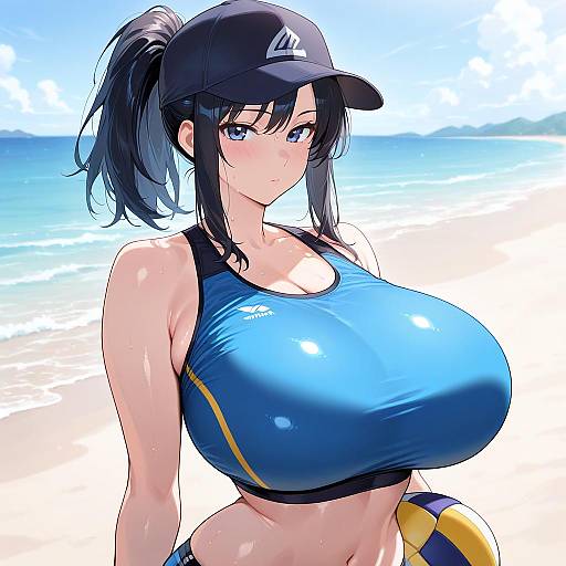 Busty Beach Volleyball Girl Portrait