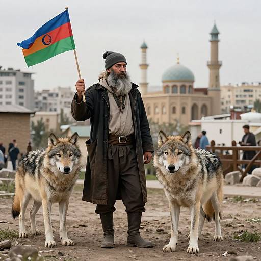 Patriotic Genie Over Azerbaijani City