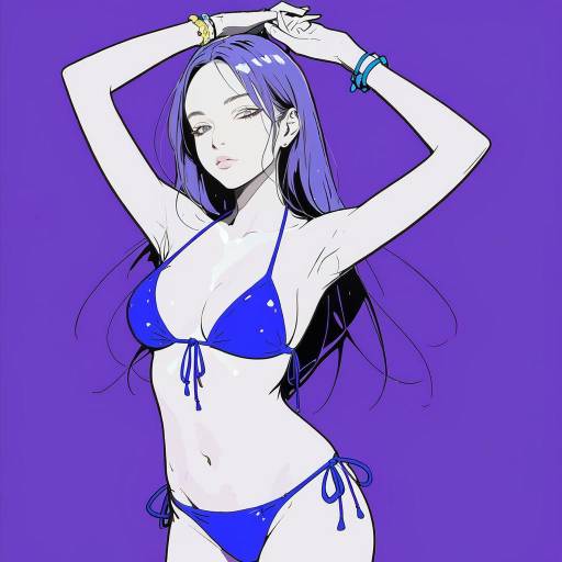 Bikini Sketch of Girl in Blue Reflection