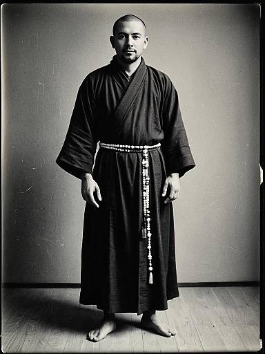 Monk in Traditional Robe and Beads