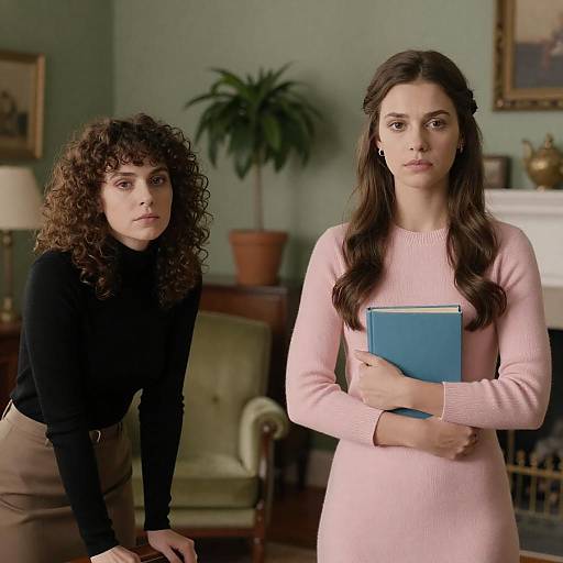Two Women in Vintage Living Room