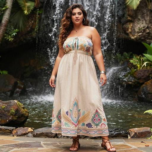 Bohemian Plus-Size Woman in Tropical Garden