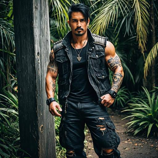 Muscular Man in Tiki Zombie King Cosplay