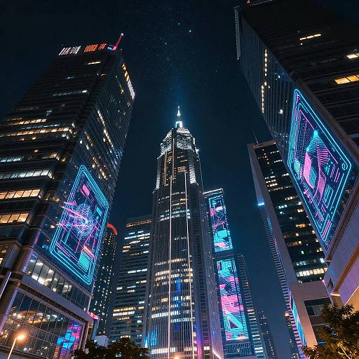 Futuristic Neon Cityscape Projection